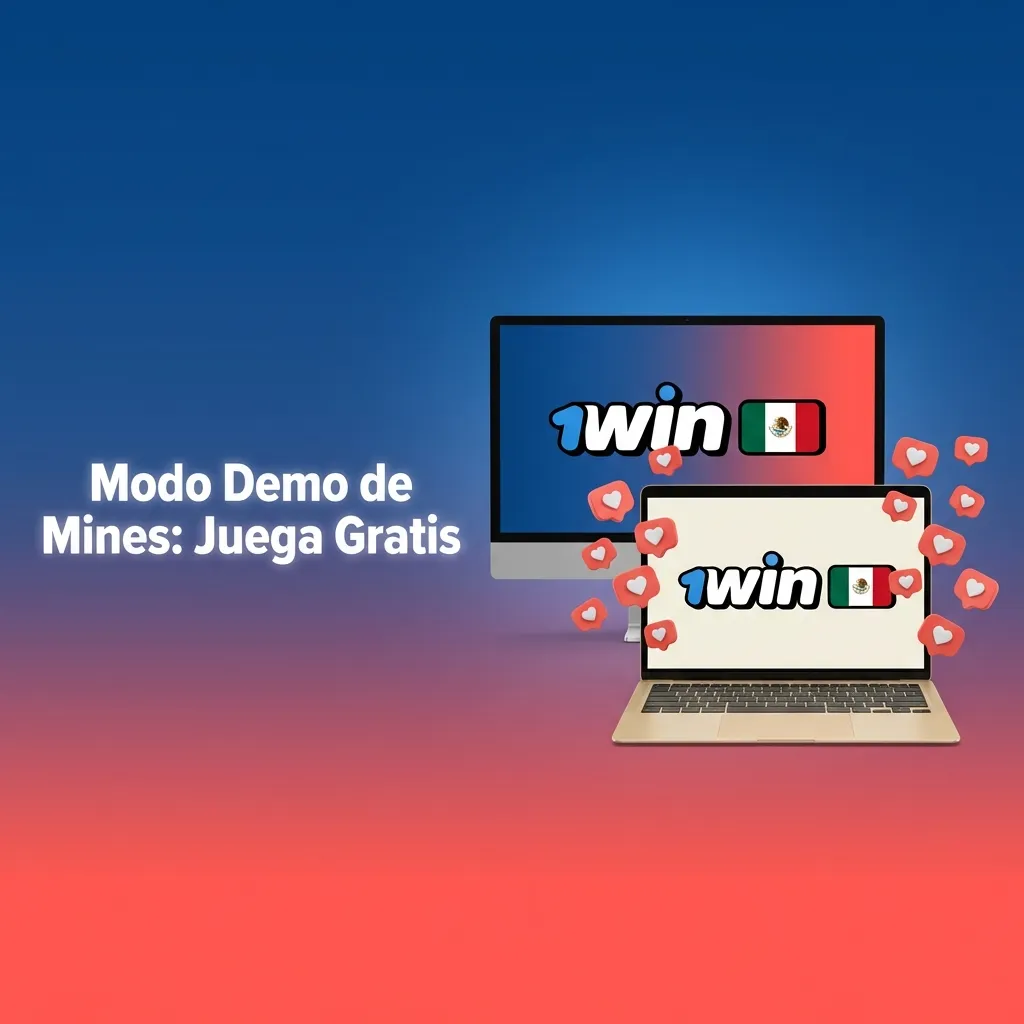 Interfaz del juego Mines en modo demo mostrando tablero con casillas, ajuste de minas y créditos virtuales en 1win