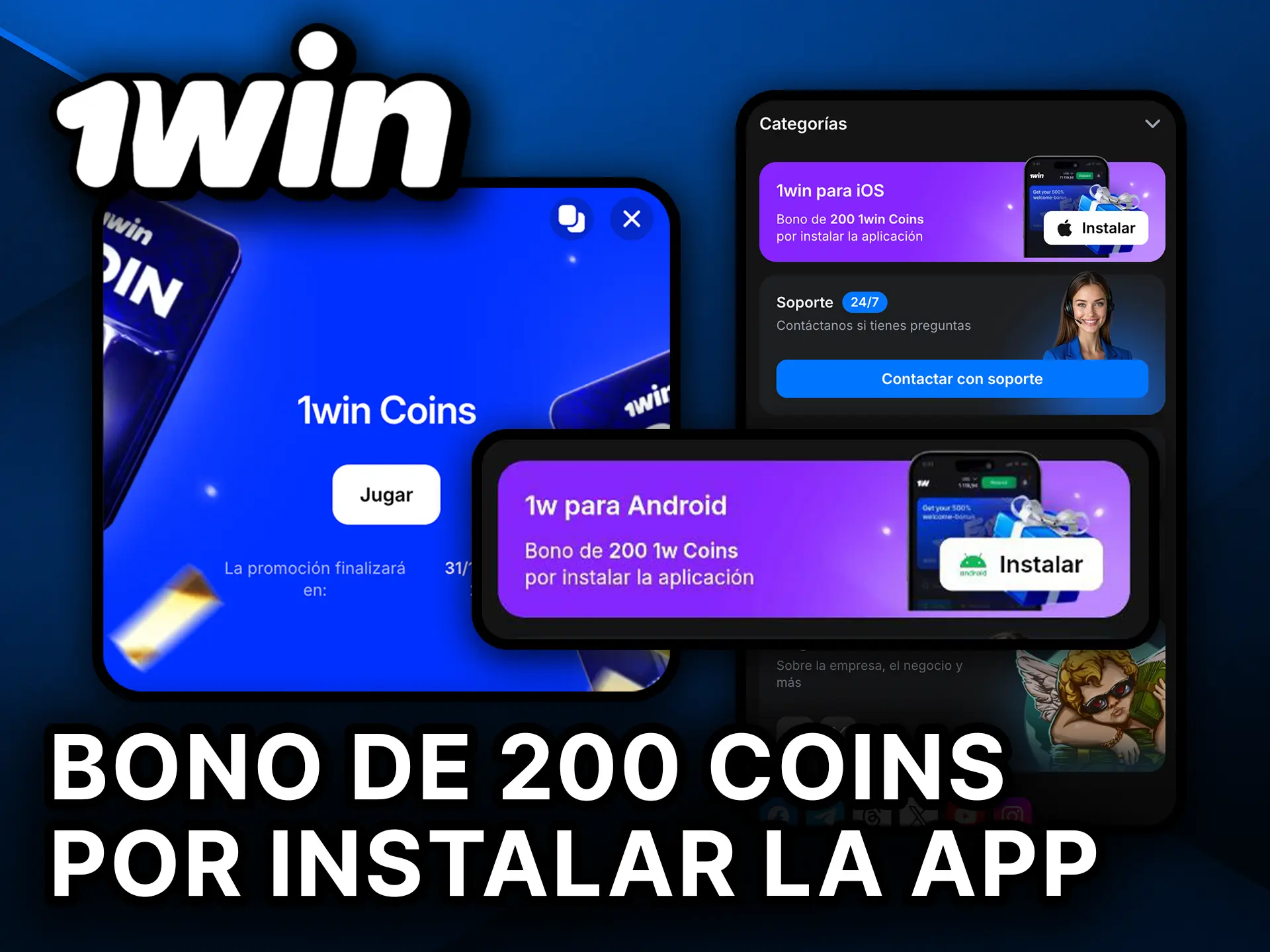 Obtén 200 1Win Coins por instalar la app y empieza a ganar.