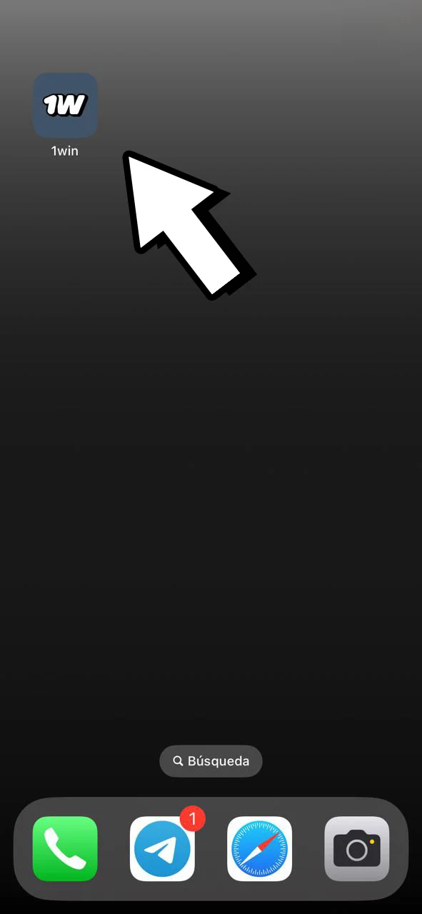 Ingresa a la 1Win App para iOS directamente desde tu pantalla de inicio.