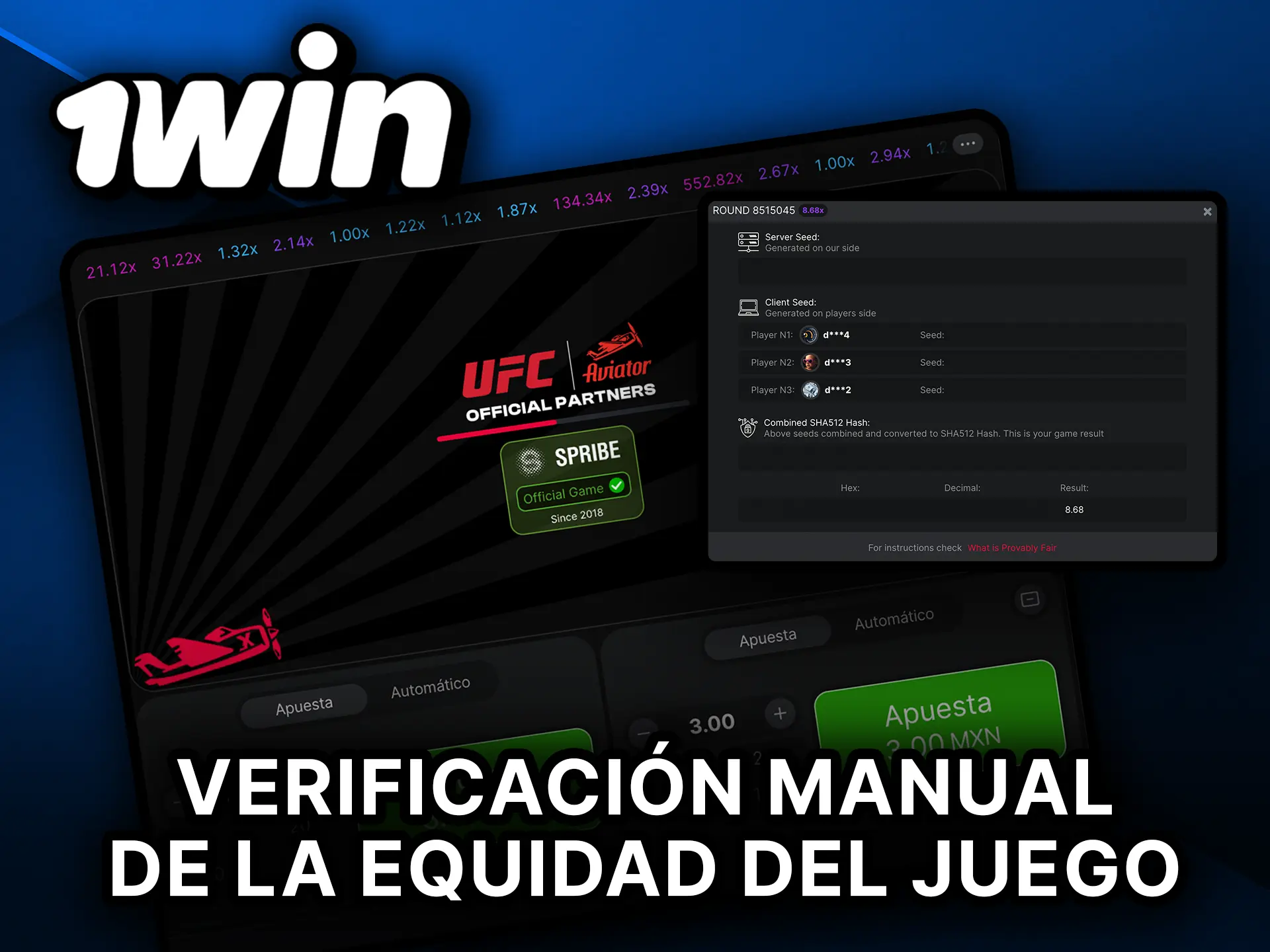 Guía para la verificación manual de la equidad del juego Aviator en 1Win.