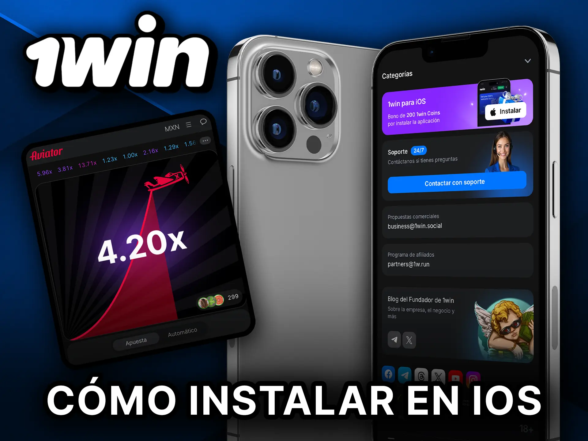Cómo instalar el Aviator en iOS desde la app oficial de 1Win.