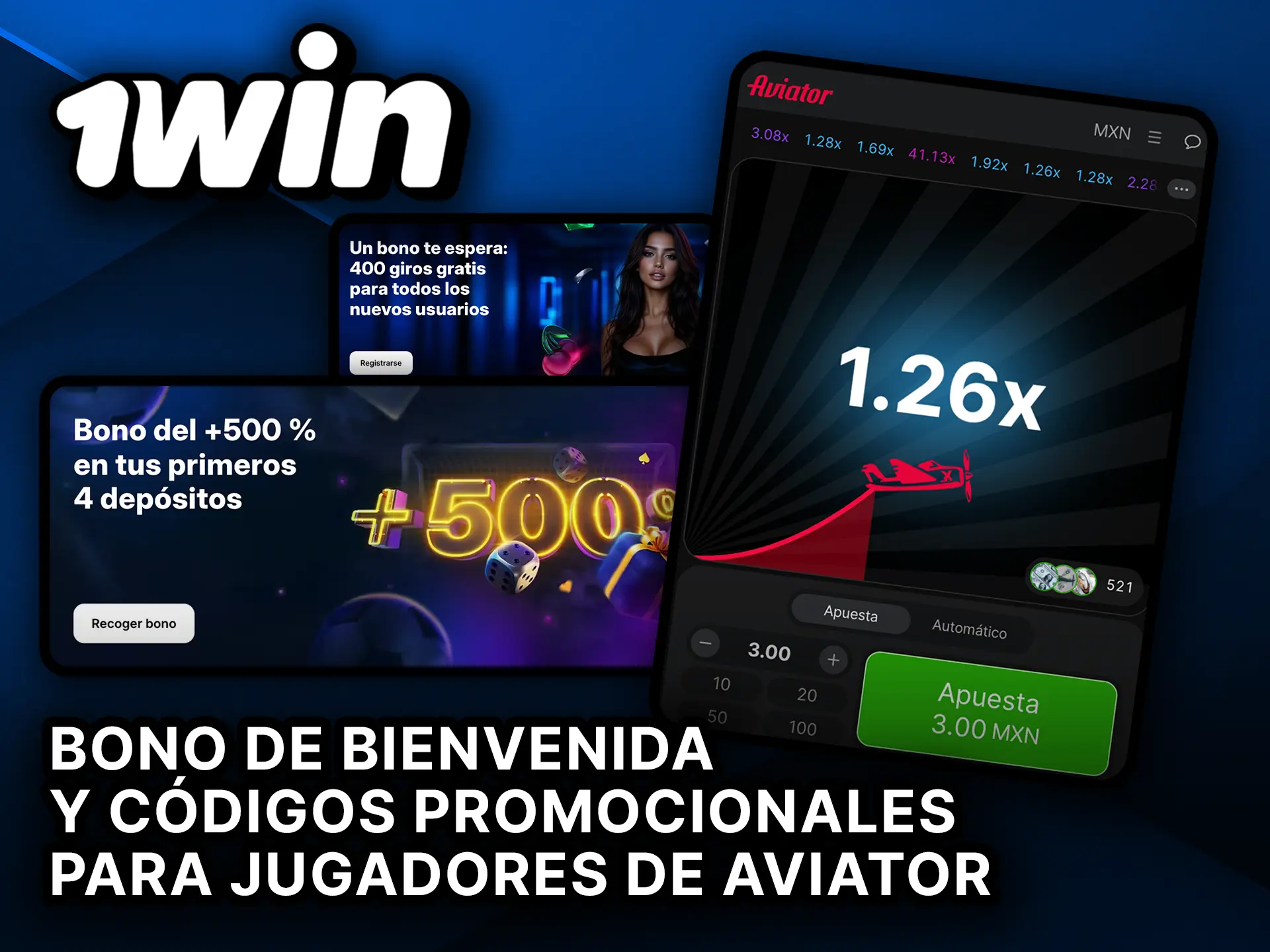 Bono de bienvenida y códigos promocionales para jugadores de Aviator en 1Win.