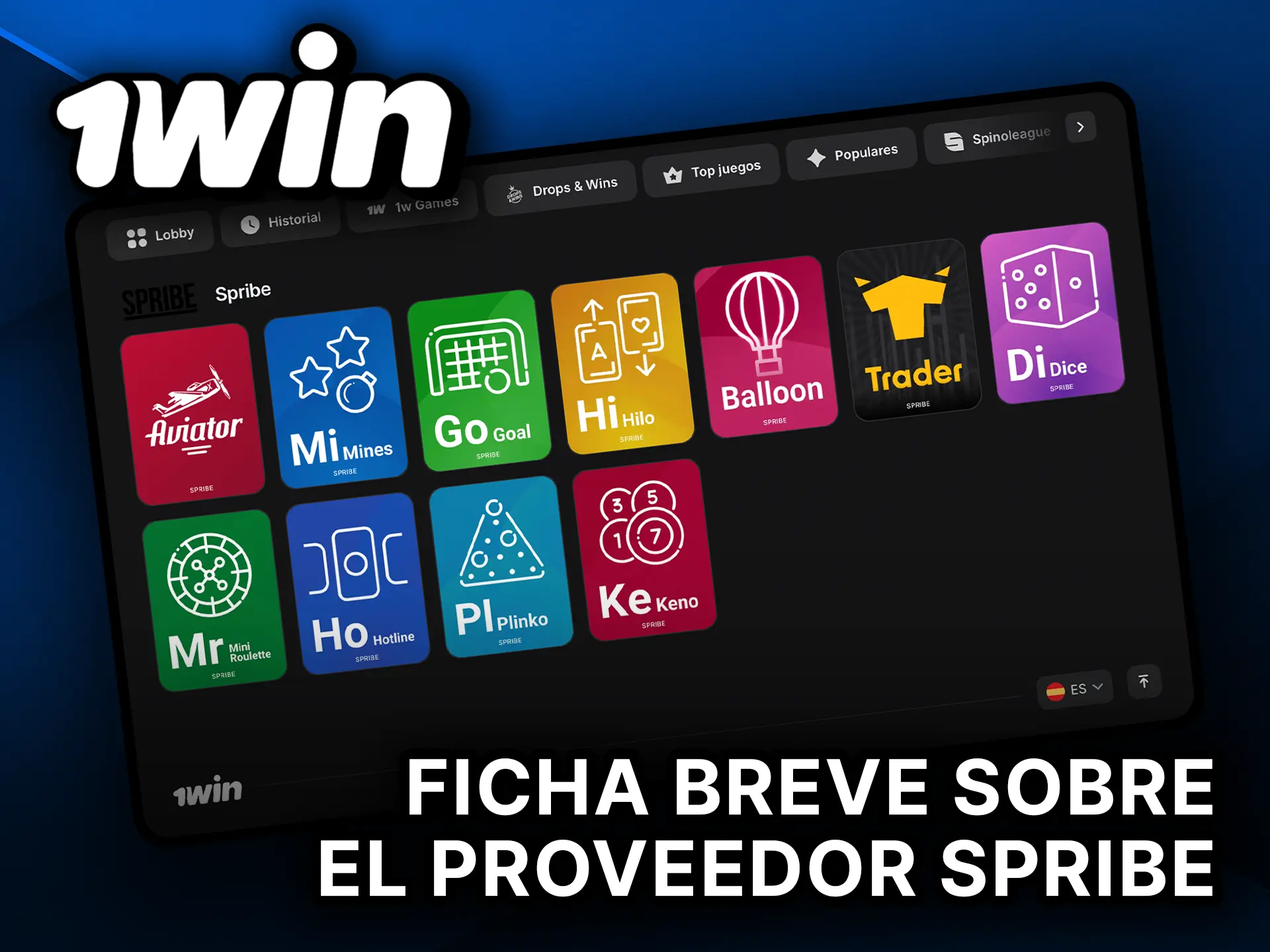 Ficha breve sobre el proveedor Spribe en 1Win para conocer su trayectoria.