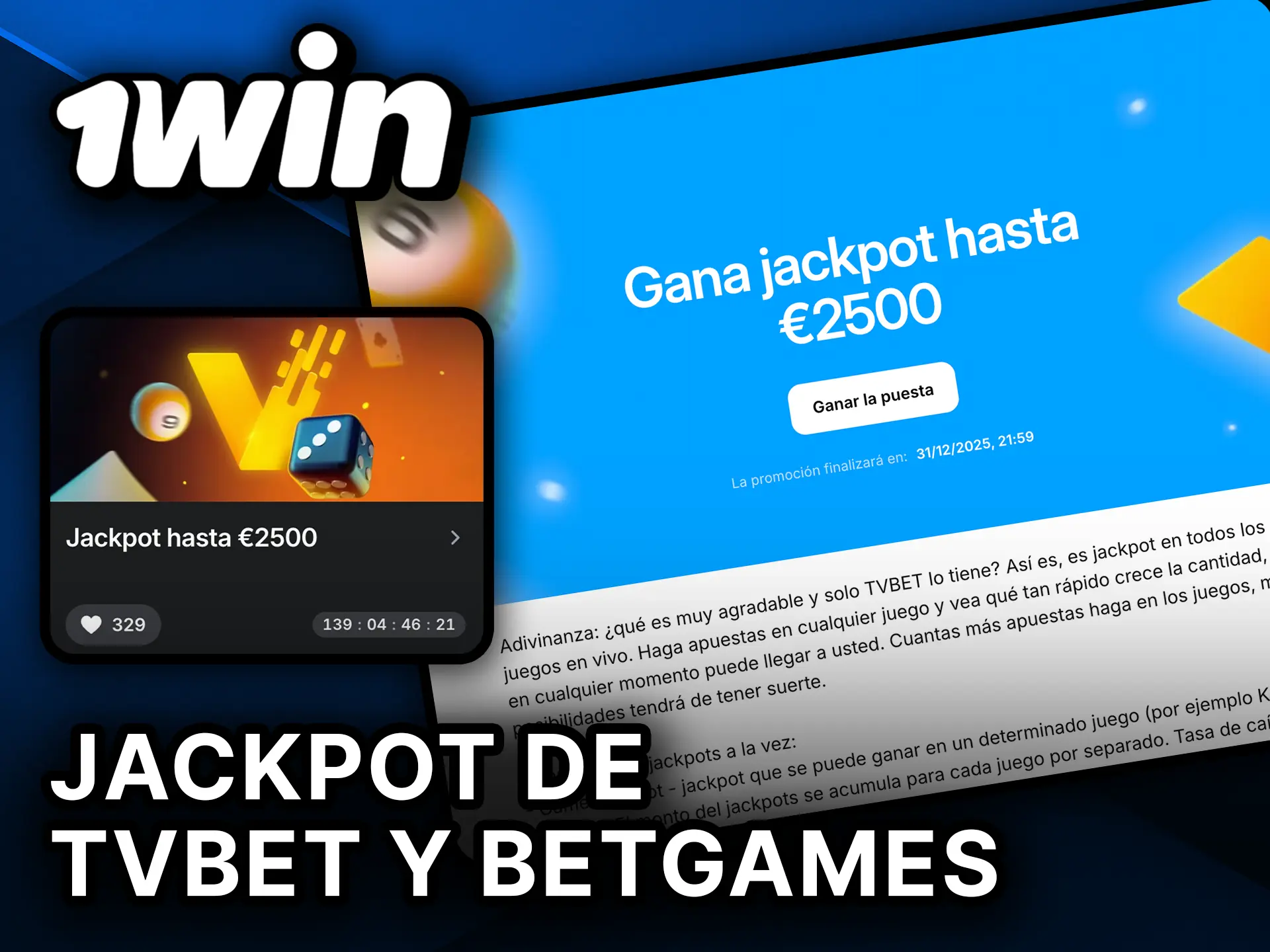 Juega al Jackpot de TVBet y BetGames en 1Win y busca el gran premio.