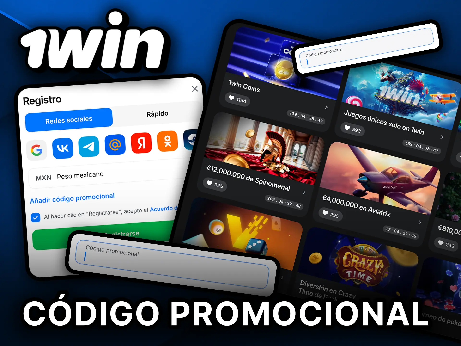 Usa un código promocional en 1Win y desbloquea bonos especiales.