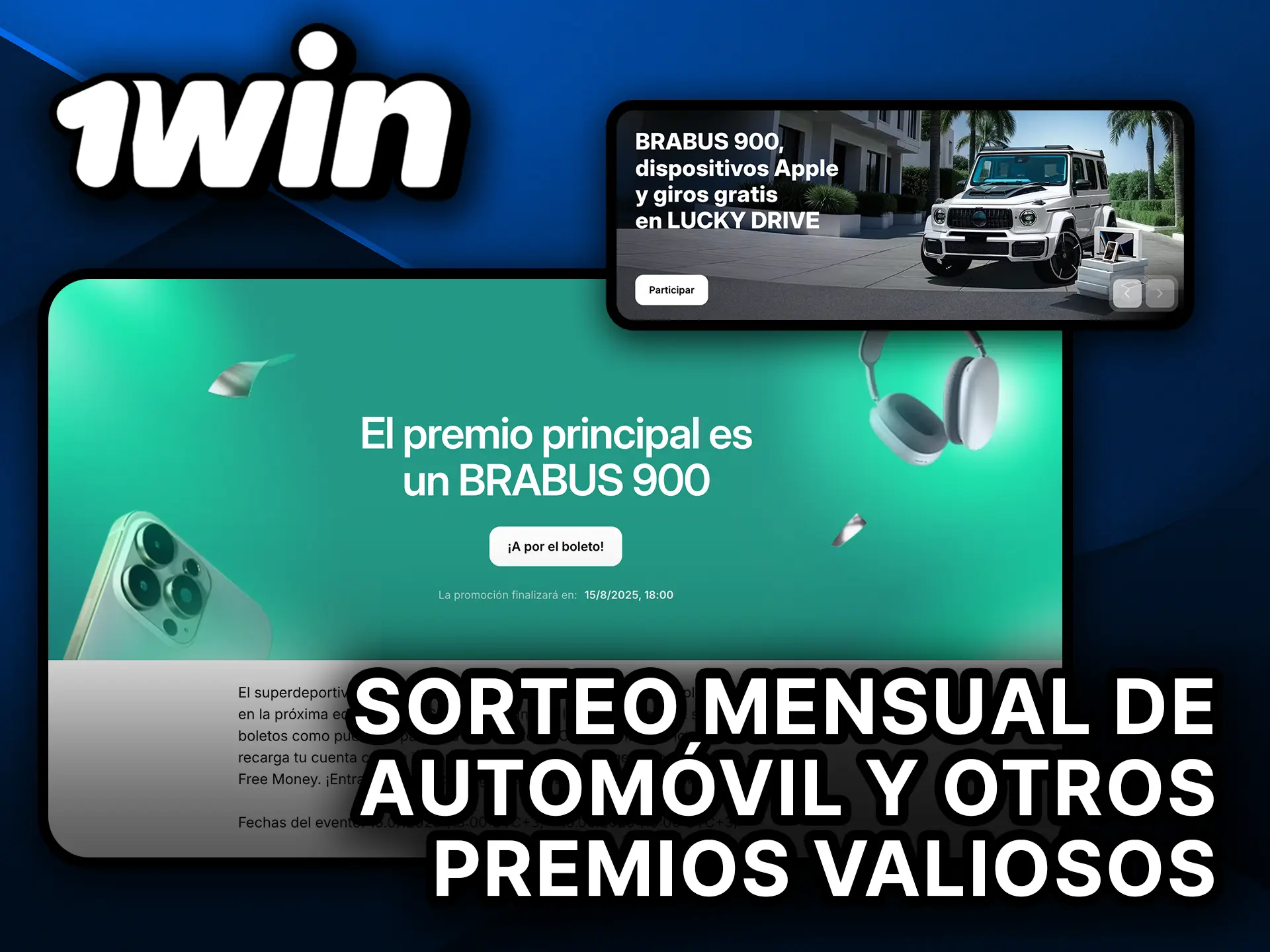 Participa en el sorteo mensual de 1Win y llévate un coche u otros premios.