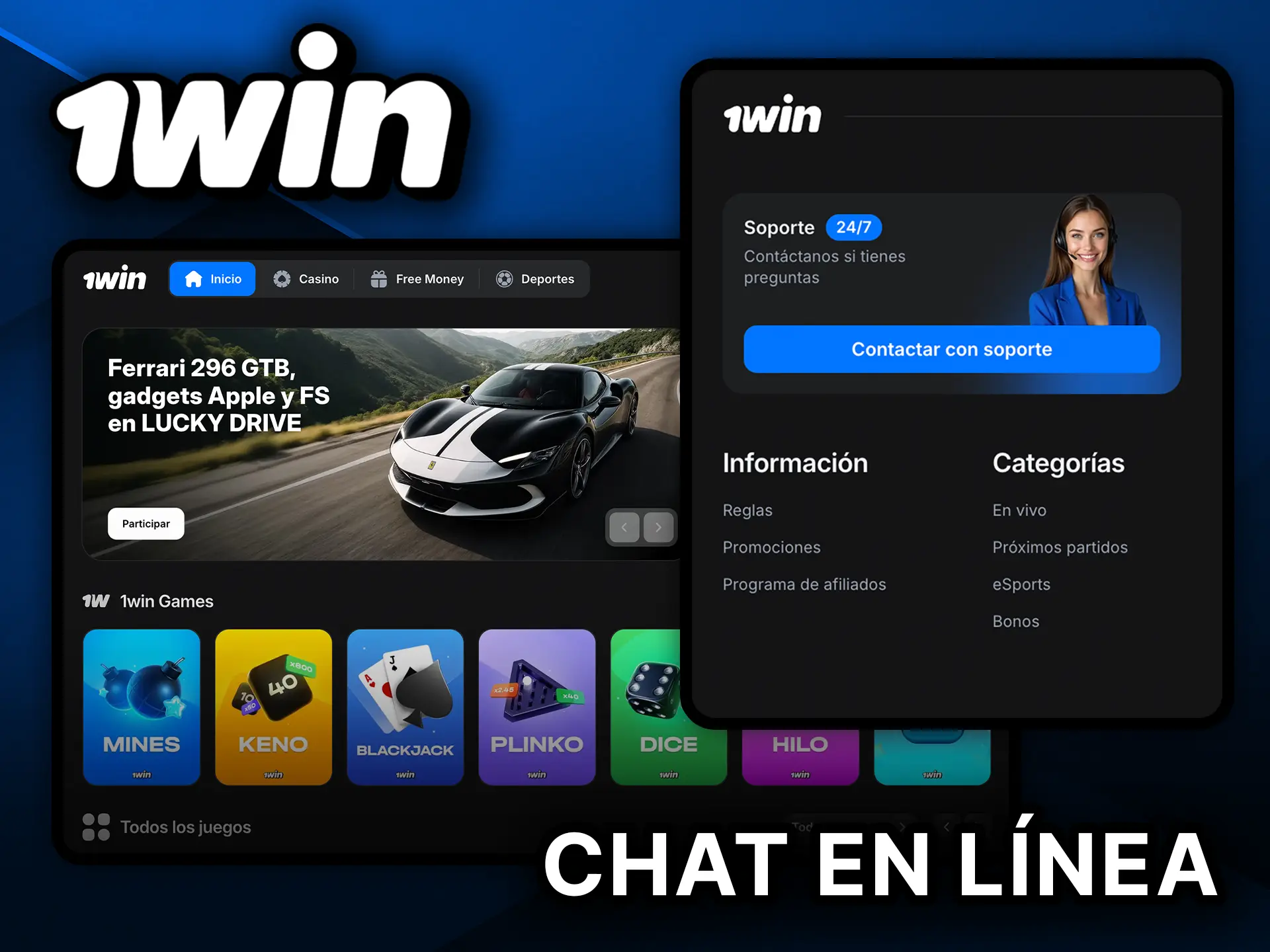 Chatea en línea con un agente de 1Win y obtén respuestas rápidas.