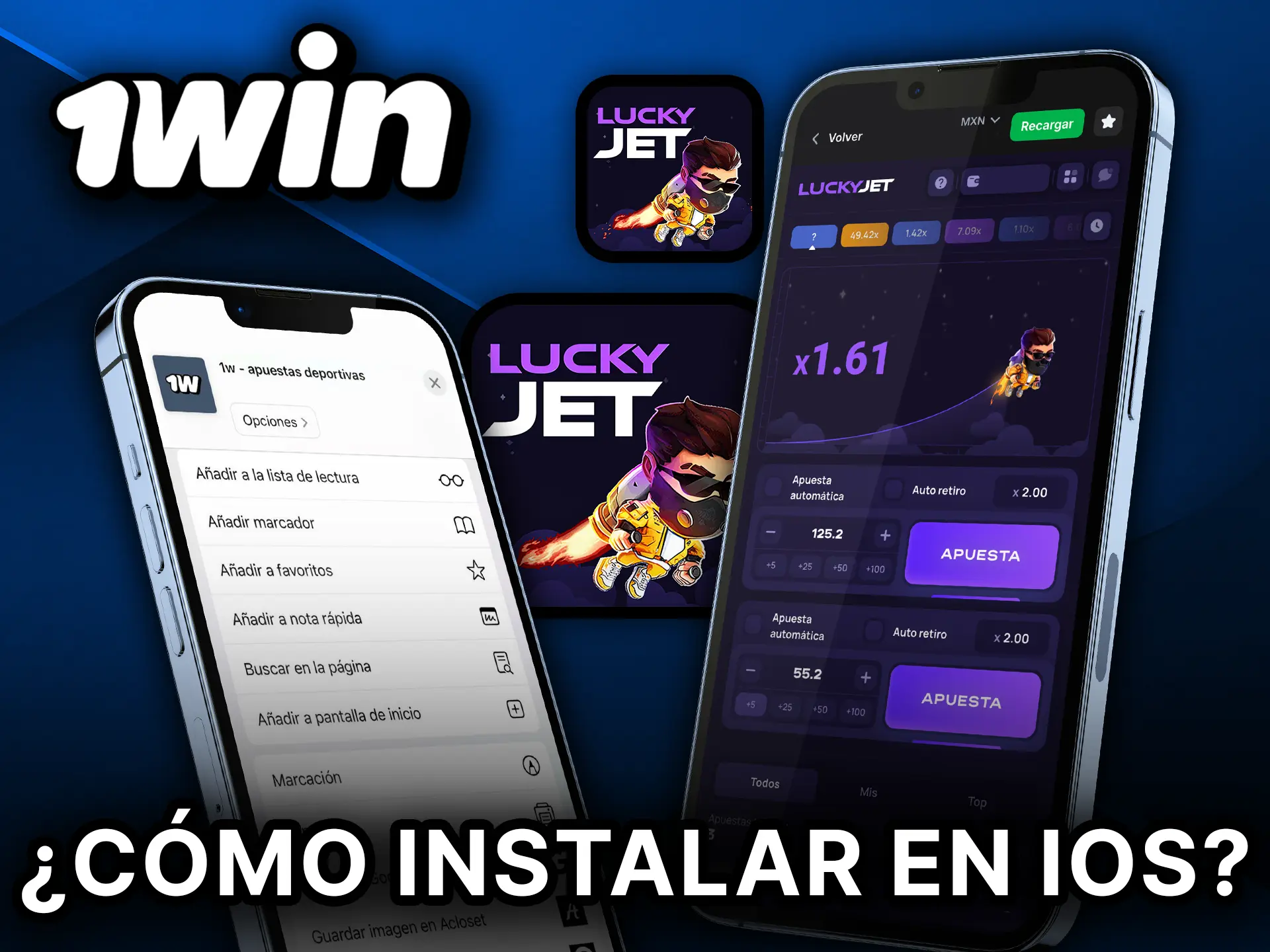 Cómo instalar Lucky Jet en iOS con la app oficial de 1Win.