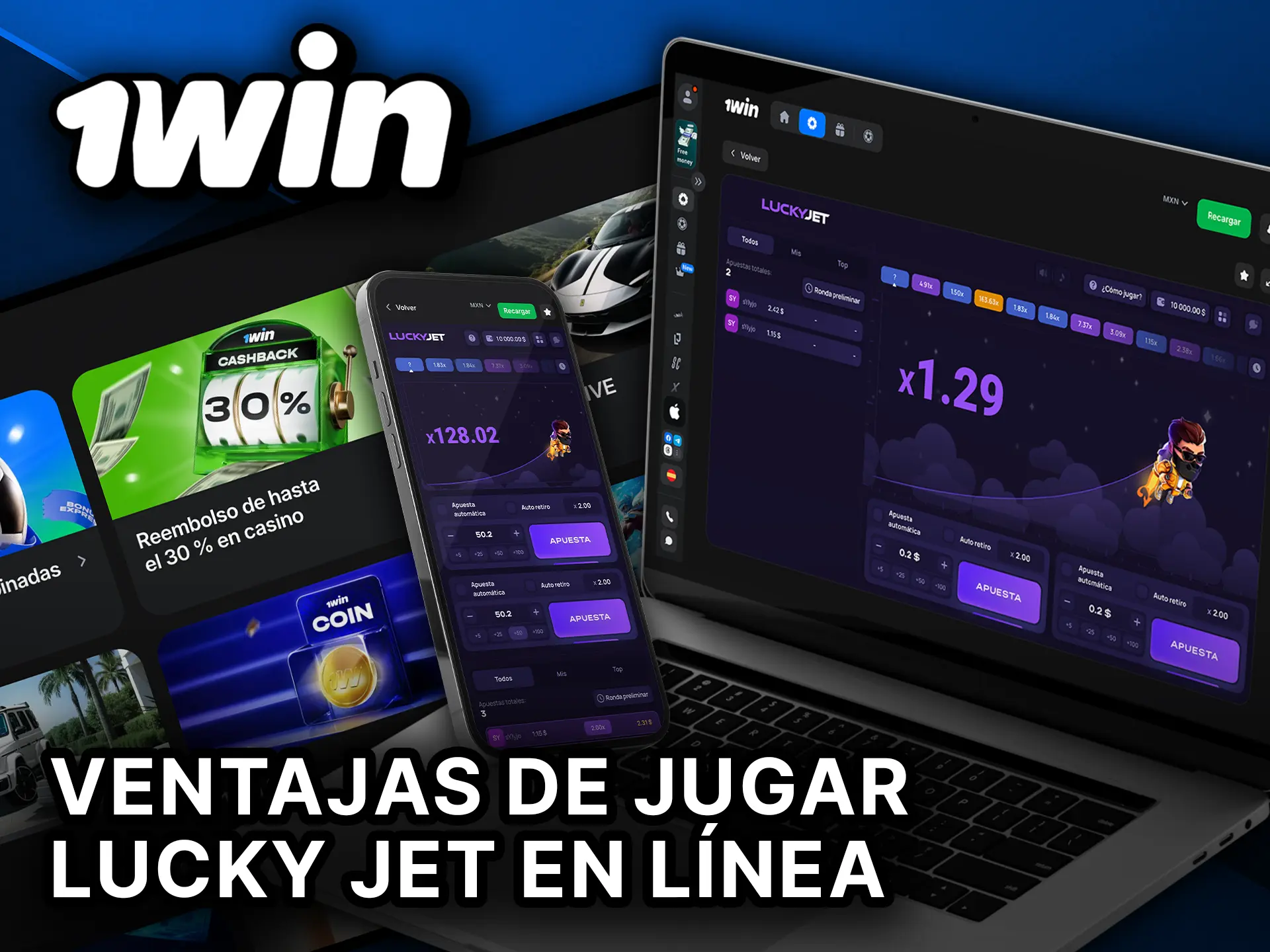 Ventajas de jugar Lucky Jet en línea en 1Win para ganar más.