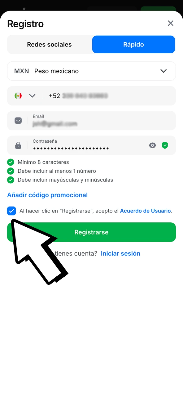 Acepta los términos de 1Win y desbloquea todas las funciones.