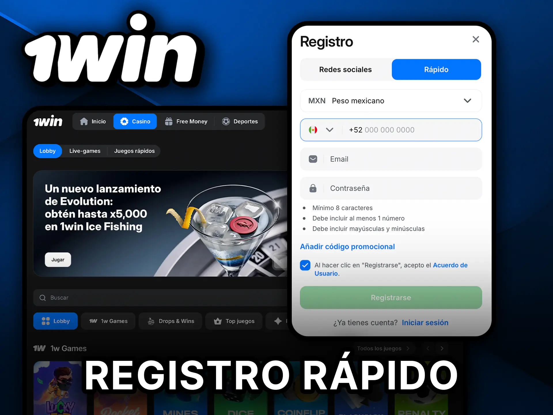 Regístrate rápido en 1Win y empieza a jugar hoy.